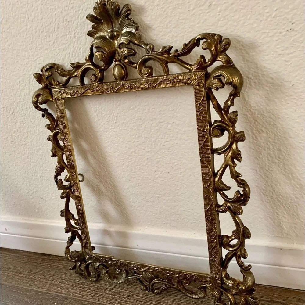 Vintage Cost Iron Frame Gold Color Ornate 11/15 Inch
